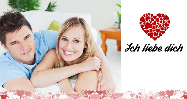 Composite image of cute valentines couple — Stock Photo, Image