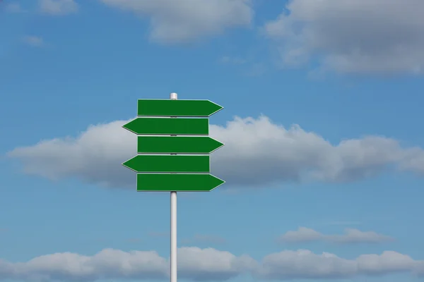 Zusammengesetztes Bild eines grünen Wegweisers — Stockfoto