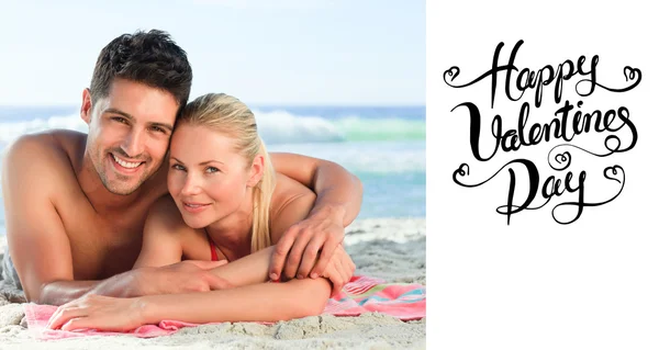 Composite image of cute valentines couple — Stock Photo, Image