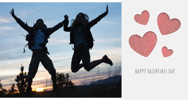 Kompozitní obrázek roztomilé valentinky pár — Stock fotografie