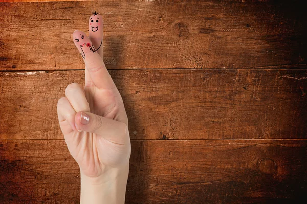 Bir çift gibi birçok parçalardan oluşan imge parmak çarpı işareti — Stok fotoğraf