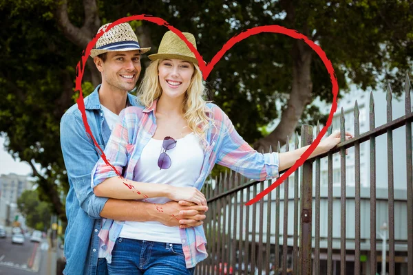 Immagine composita di simpatica coppia di San Valentino — Foto Stock