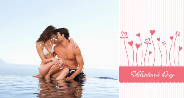 Composite image of cute valentines couple — Stock Photo, Image