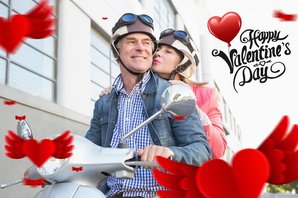 Composite image of cute valentines couple — Stock Photo, Image