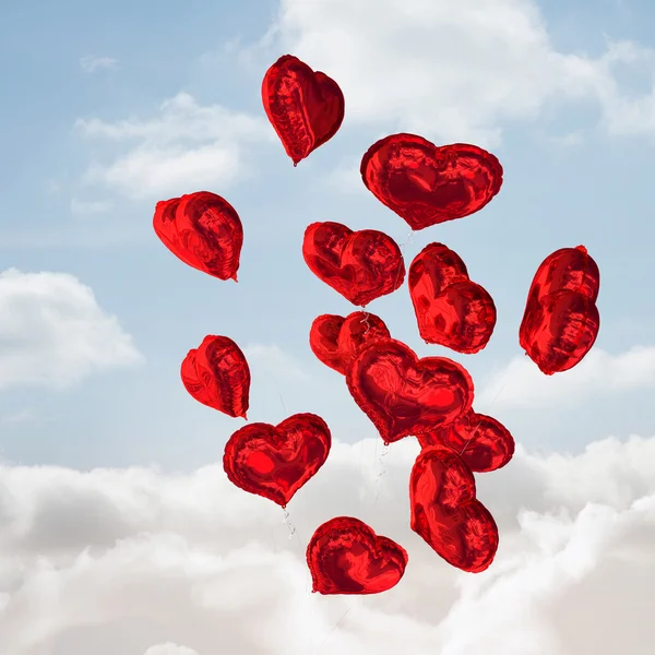 Složený obraz srdce balónky — Stock fotografie