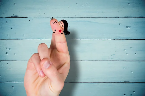 Samengestelde afbeelding van vingers gekruist als een paar — Stockfoto