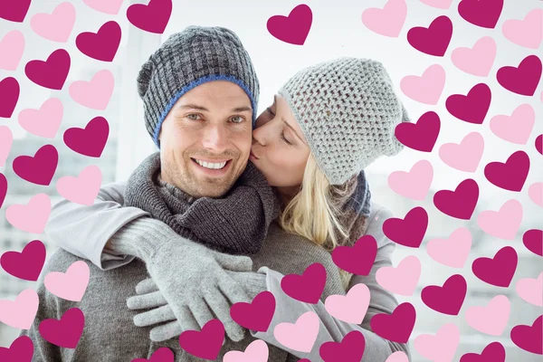 Composite image of cute valentines couple — Stock Photo, Image