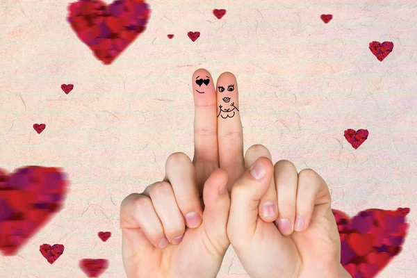 Imagem composta de dedos cruzados como um casal — Fotografia de Stock