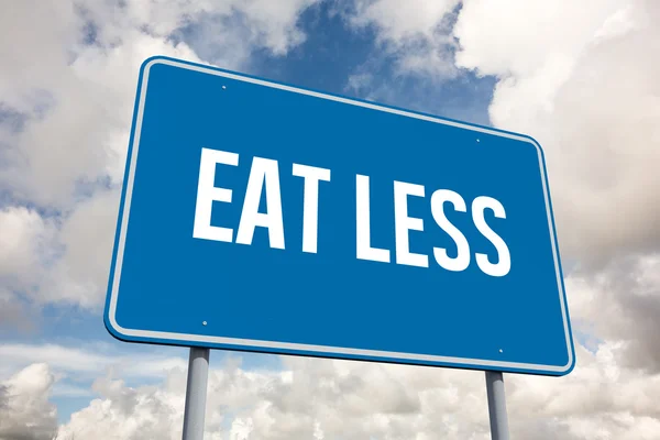 Eat less against blue sky with white clouds — Stock Photo, Image