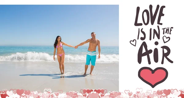 Composite image of cute valentines couple — Stock Photo, Image