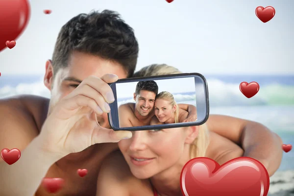 Zusammengesetztes Bild des Valentinspaares — Stockfoto