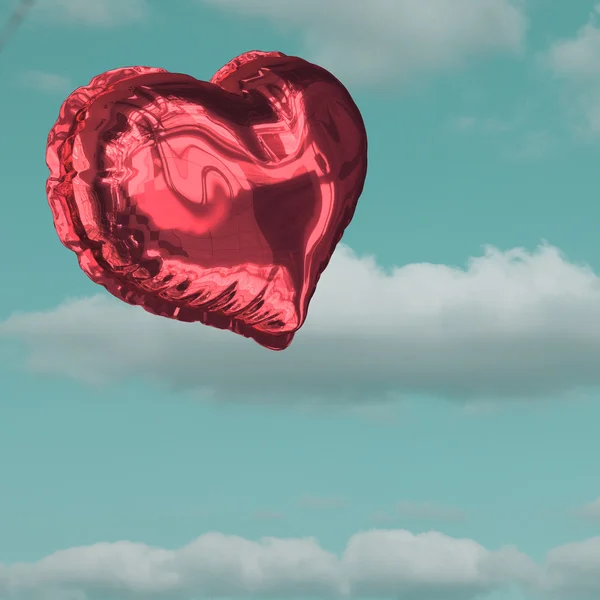 Σύνθετη εικόνα του μπαλονιού κόκκινη καρδιά — Φωτογραφία Αρχείου