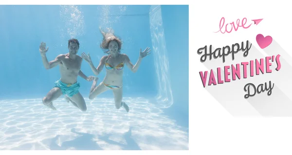 Composite image of cute valentines couple — Stock Photo, Image