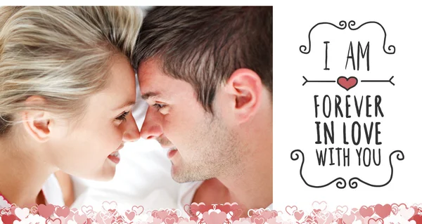 Composite image of cute valentines couple — Stock Photo, Image