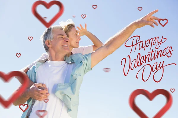 Kompozitní obrázek roztomilé valentinky pár — Stock fotografie