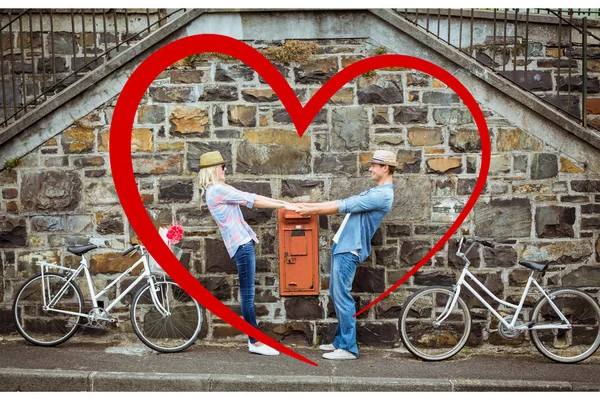 Kompozitní obrázek roztomilé valentinky pár — Stock fotografie