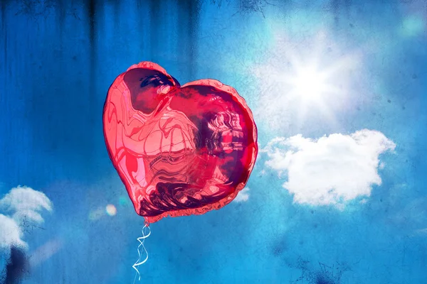 Composite Image Heart Balloons Sky — Stock Photo, Image