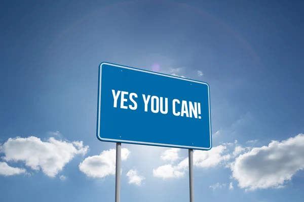 Yes you can! against cloudy sky with sunshine — Stock Photo, Image