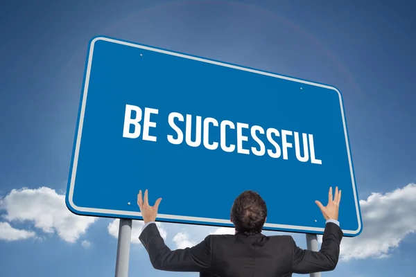 Word be successful and gesturing businessman — Stock Photo, Image