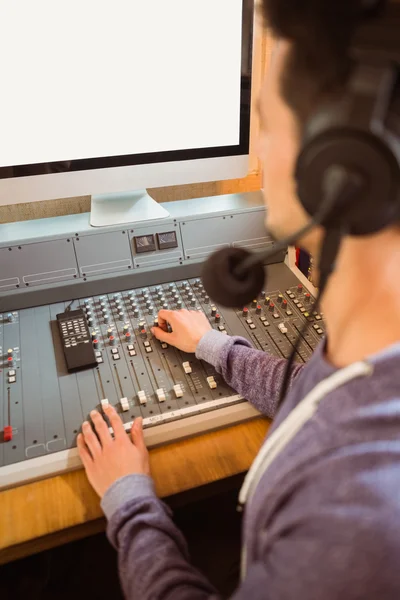 Portrait of an university student mixing audio — Stock Photo, Image