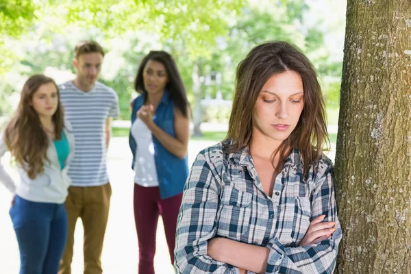 Lonely student being bullied by her peers — Stock Photo, Image