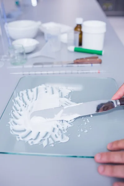 Close up of a biochemist making some medicine — Stock Photo, Image