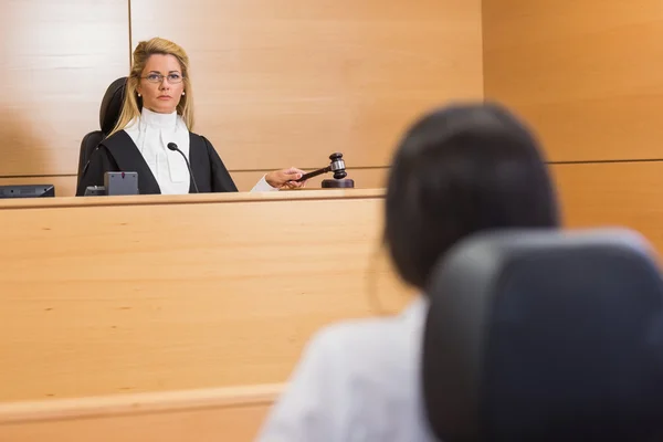 Lawyer listening to the judge — Stock Photo, Image