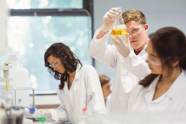 Mahasiswa sains yang bekerja di laboratorium — Stok Foto
