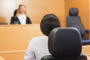 Lawyer listening to the judge clipart