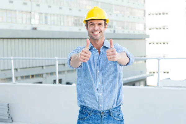 Architect showing double thumbs up — Stock Photo, Image