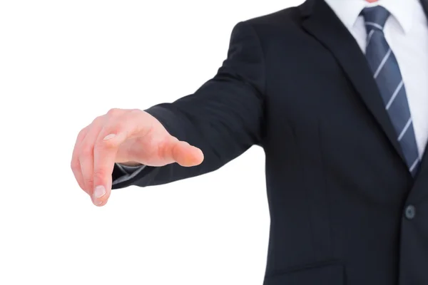 Businessman in suit pointing his finger — Stock Photo, Image