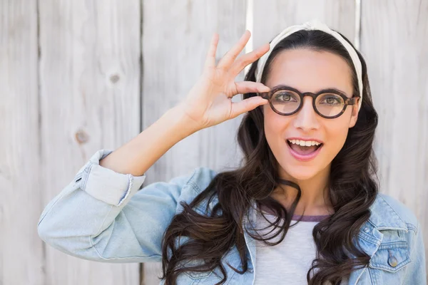 Pretty hipster smiling at camera — Stock Photo, Image