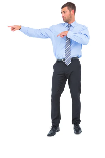 Businessman pointing with fingers — Stock Photo, Image
