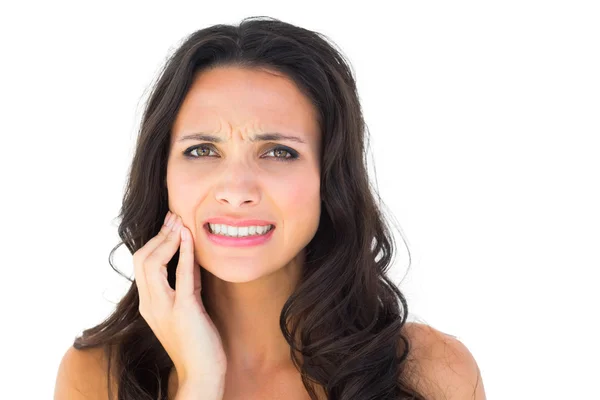 Morena bonita com uma dor de dente — Fotografia de Stock