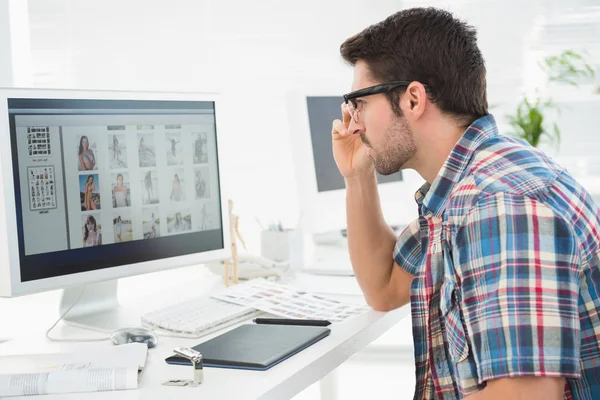 Businessman using computer monitor — Stock Photo, Image