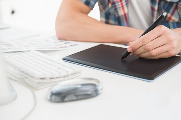 Designer using digitizer at desk — Stock Photo, Image