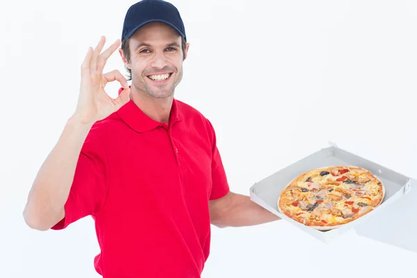 Liefermann gestikuliert okay — Stockfoto