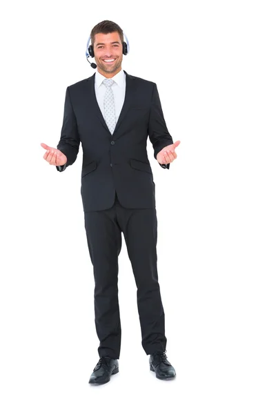 ビジネスマンの身に着けているヘッドセット — ストック写真