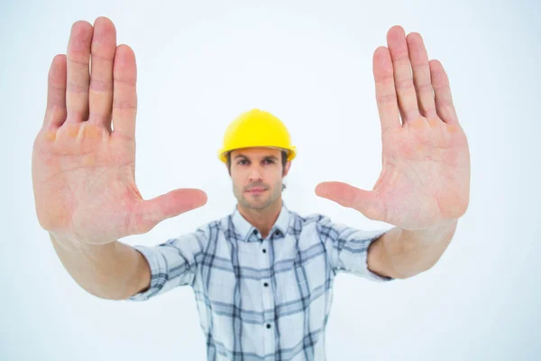 Confident architect forming hand frame — Stock Photo, Image