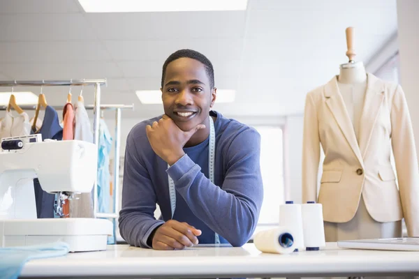 Smiling university student with meter posing — Stock Photo, Image