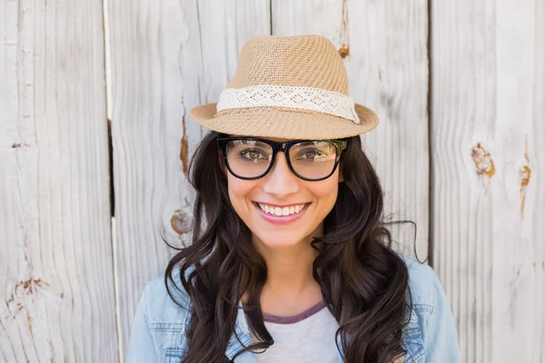 Pretty hipster smiling at camera — Stock Photo, Image