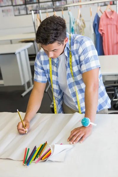 Fashion student drawing patterns — Stock Photo, Image