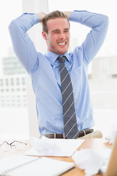 Nervous businessman with hands on head — Stock Photo, Image