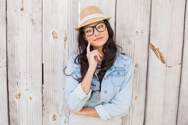 Pretty hipster smiling at camera — Stock Photo, Image