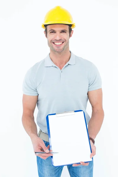 Confident architect holding clip board — Stock Photo, Image