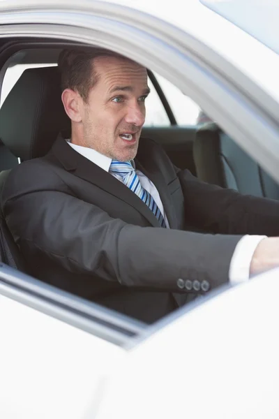 Empresário quase bater seu carro — Fotografia de Stock