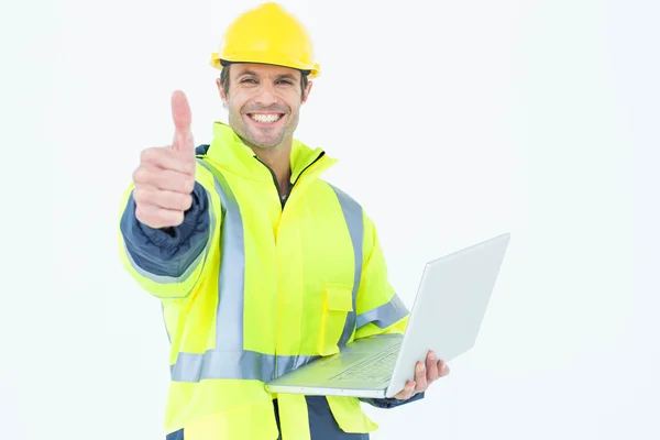 Architect gesturing thumbs up — Stock Photo, Image