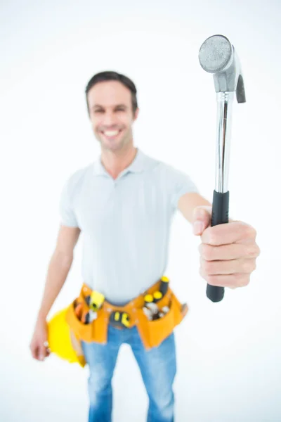 Confident technician holding hammer — Stock Photo, Image