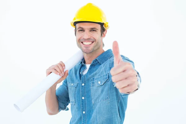 Architect gesturing thumbs up — Stock Photo, Image