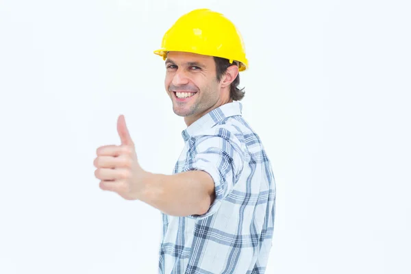 Happy technician gesturing thumbs up Royalty Free Stock Images